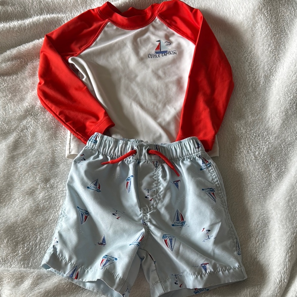 Red and White Kids Swim Set